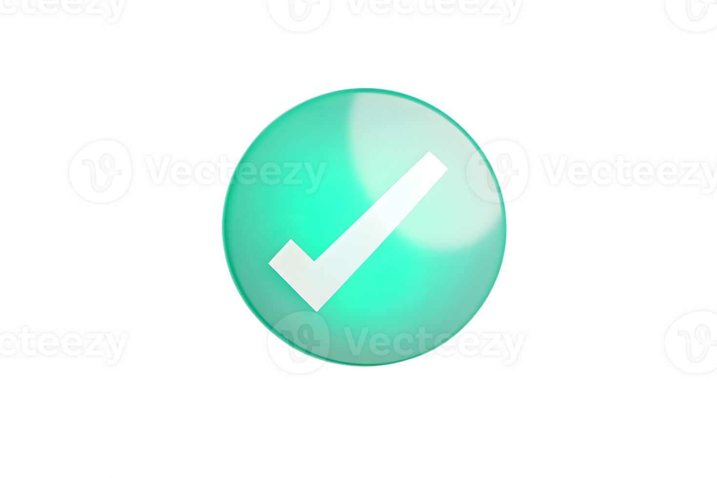 3d teal check mark icon approval button tick symbol glossy digital user