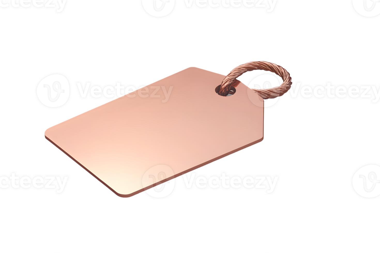 Blank Copper Tag with Rope Handle Minimalist Design for Product Labeling and Identification png