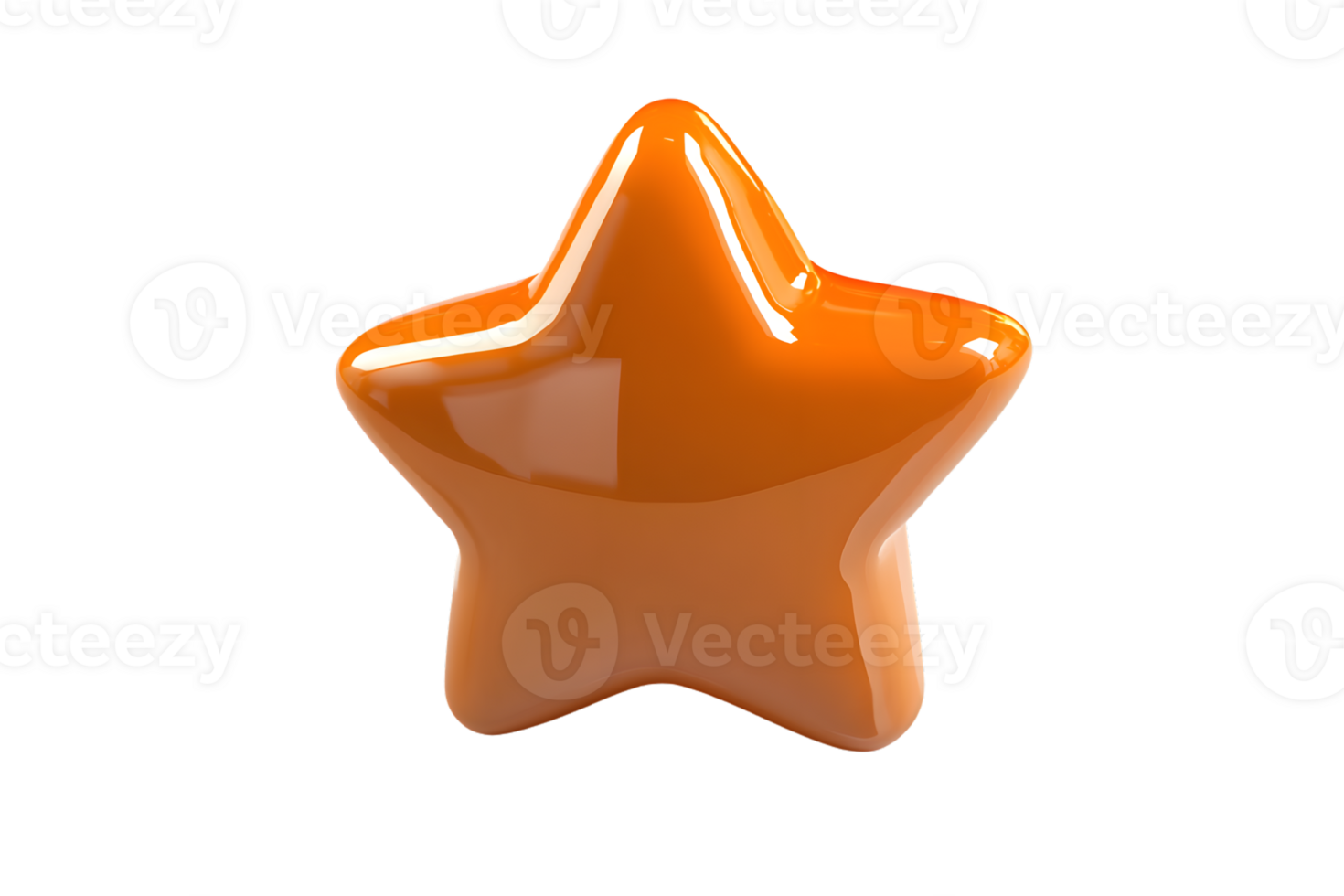 Shiny Orange Star Icon with Glossy Finish for Design Projects png