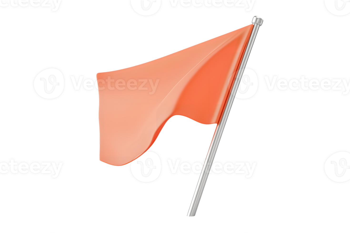 Orange Flag Fluttering in the Wind on a Transparent Background Ideal for Sports Events and D png