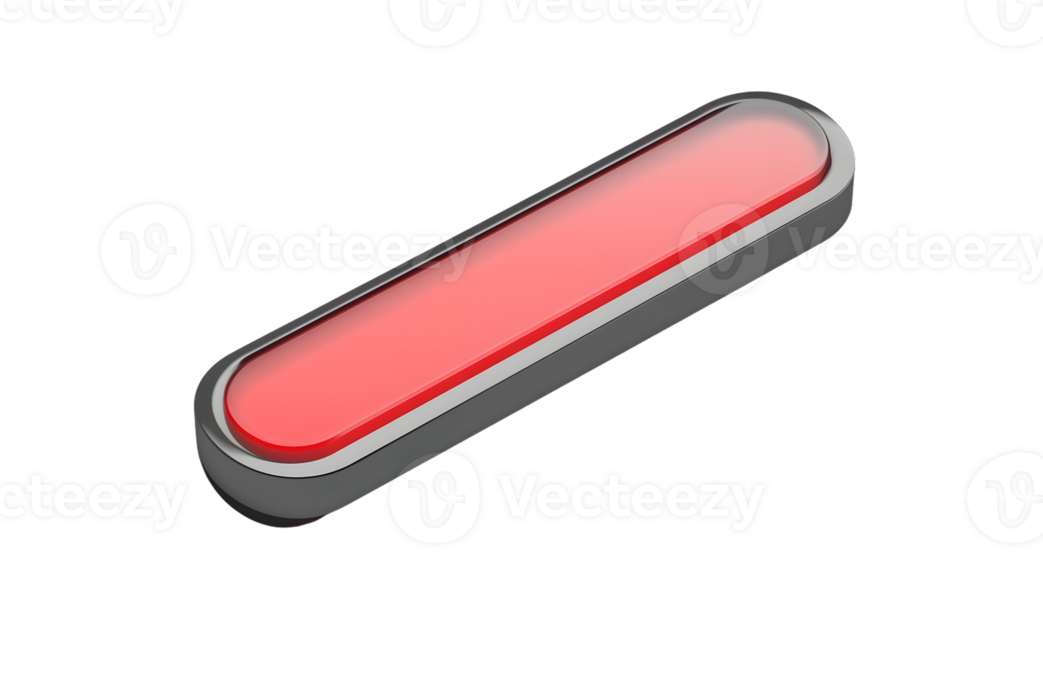 Red Elliptical Button with Metallic Frame on Black Background for User Interface Design png