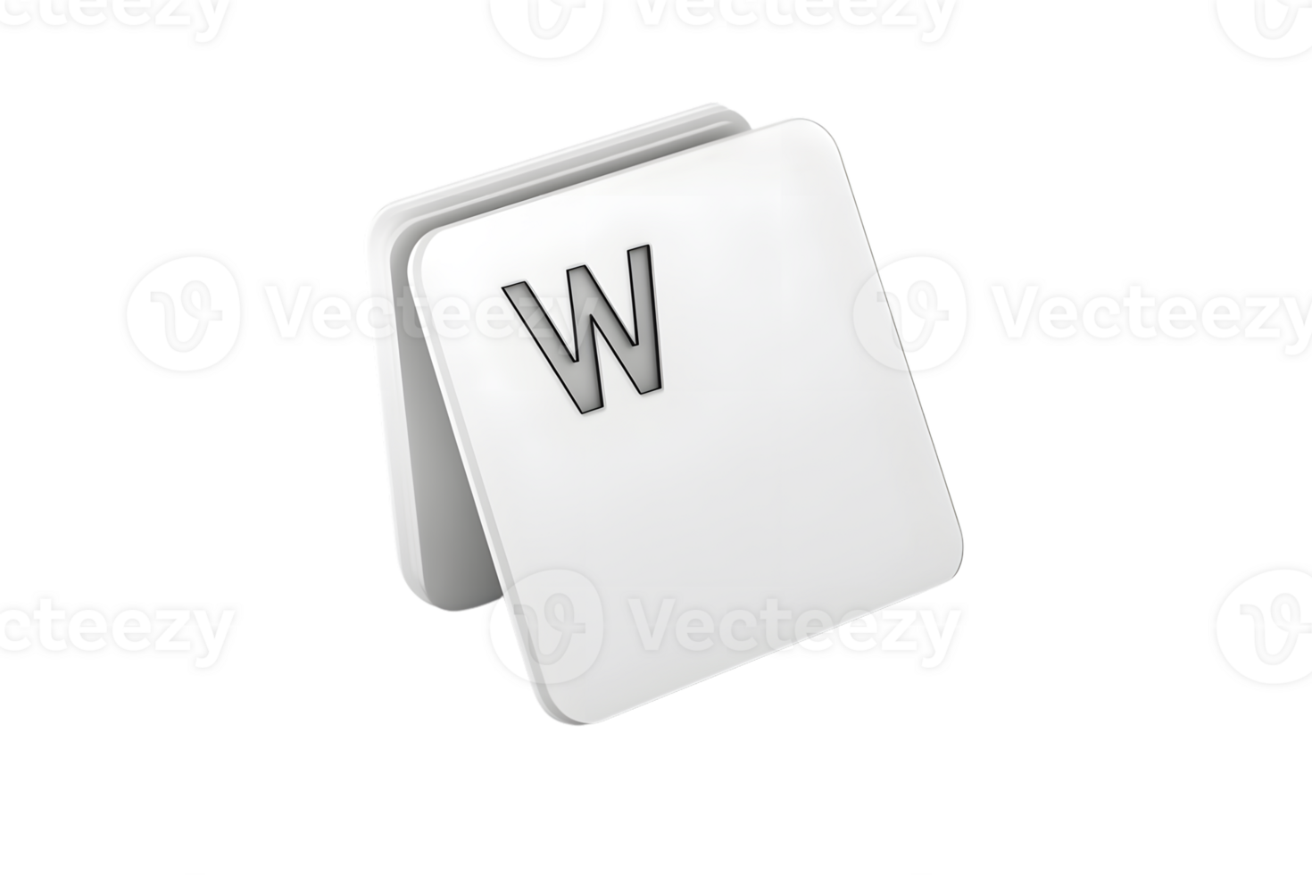 Keyboard Key with Letter W Isolated on Black Background for Design and Technology Projects png