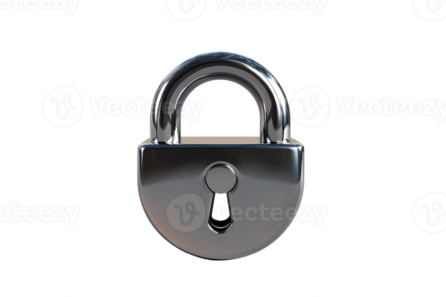 Secure Metallic Padlock with Shiny Finish and Keyhole Ideal for Safety and Protection Concepts png
