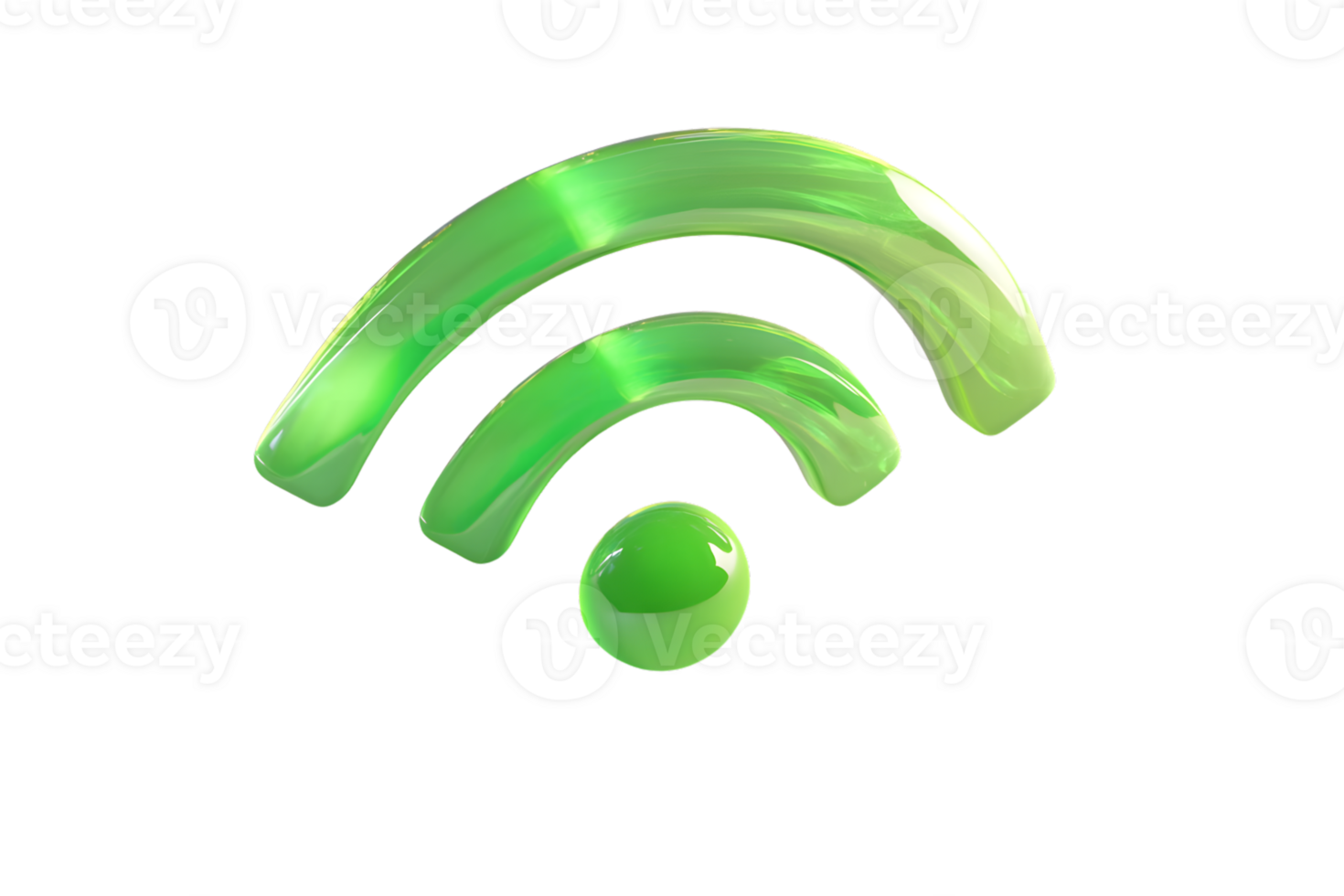 Green WiFi Signal Icon with Glossy Finish for Technology and Connectivity Concepts png