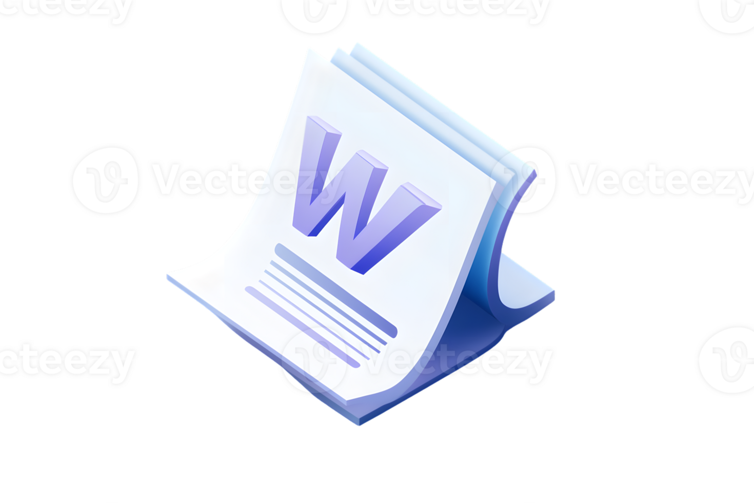Document Icon with Letter W on Stacked Papers Office Software Symbol Professional Design El png
