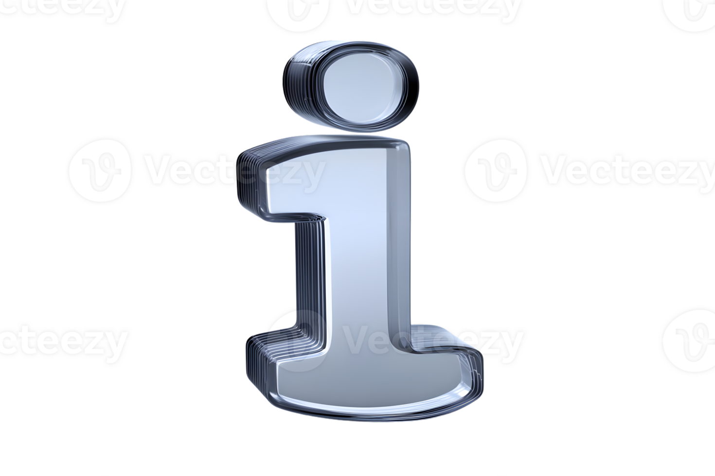 3D Rendered Information Symbol with Metallic Finish and Glossy Texture for Modern Design Projec png