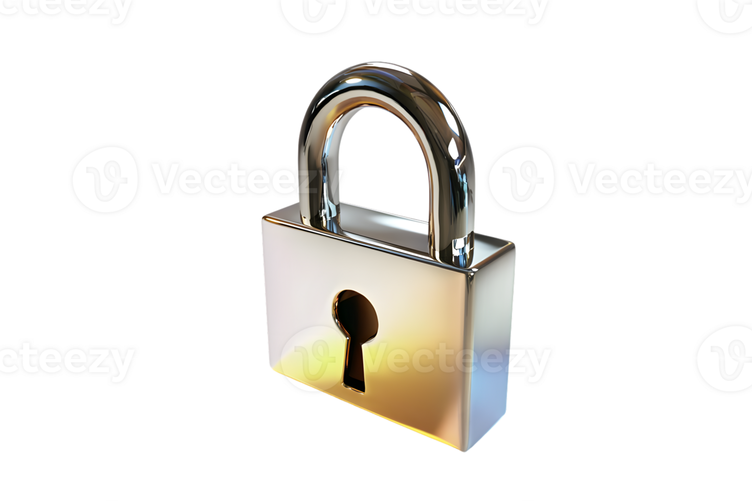 Secure Lock Icon Metallic Padlock with Shiny Finish for Safety and Protection Concepts png
