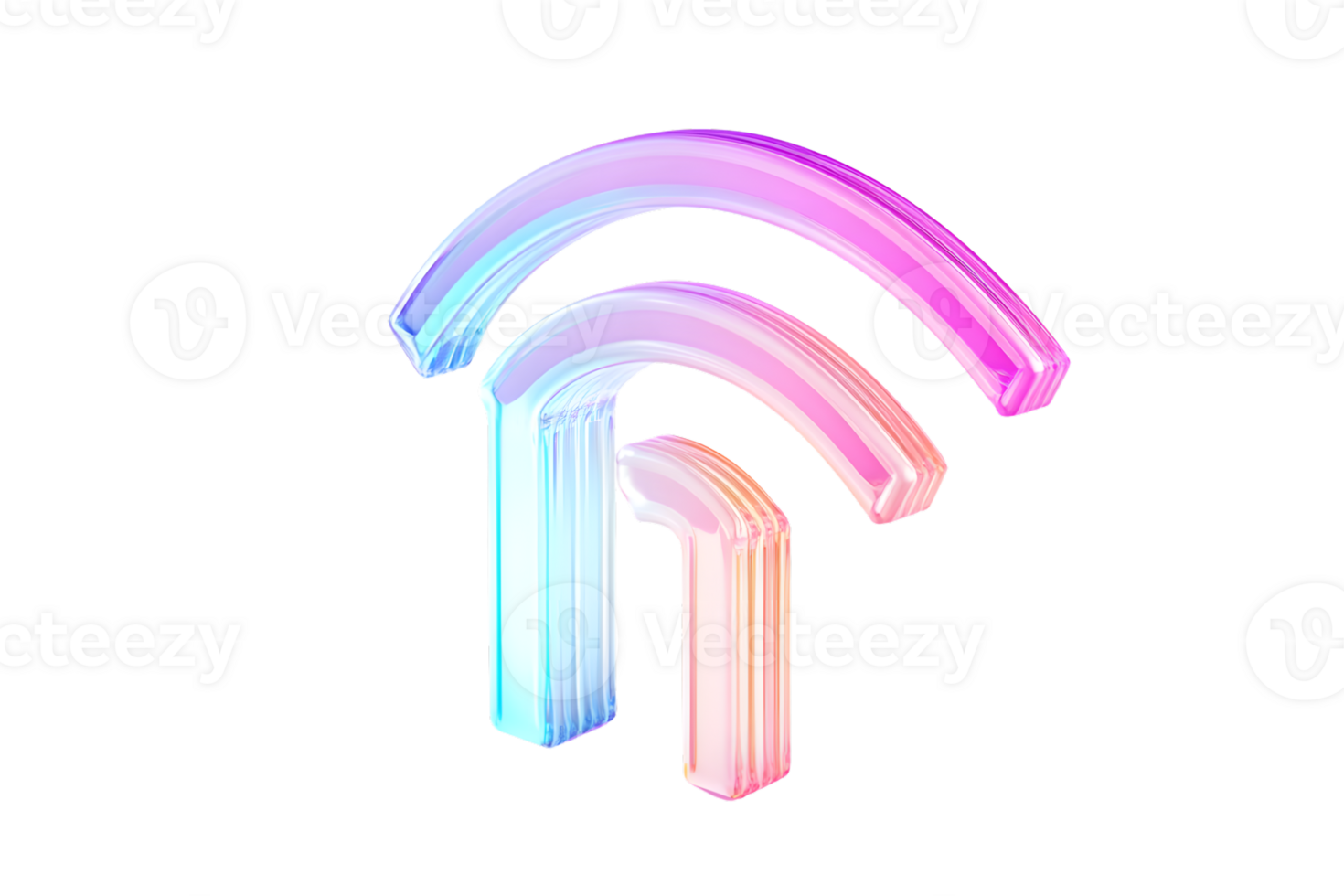 Abstract iridescent wifi symbol digital communication technology concept png