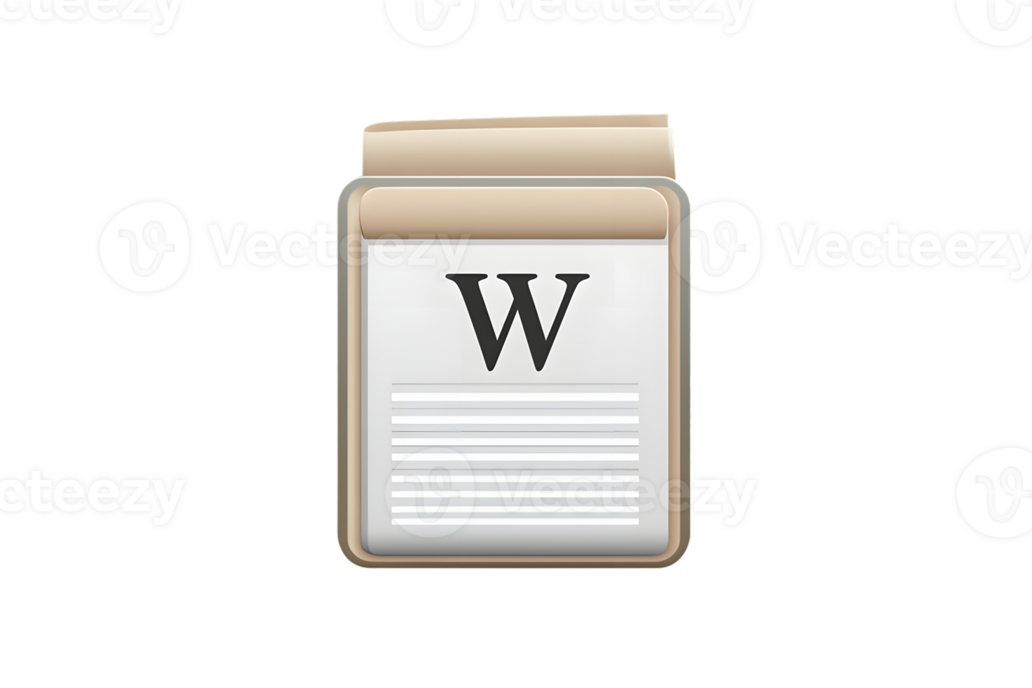 Document Icon with Letter W on Paper Stack Digital File Symbol Office Software Representation png