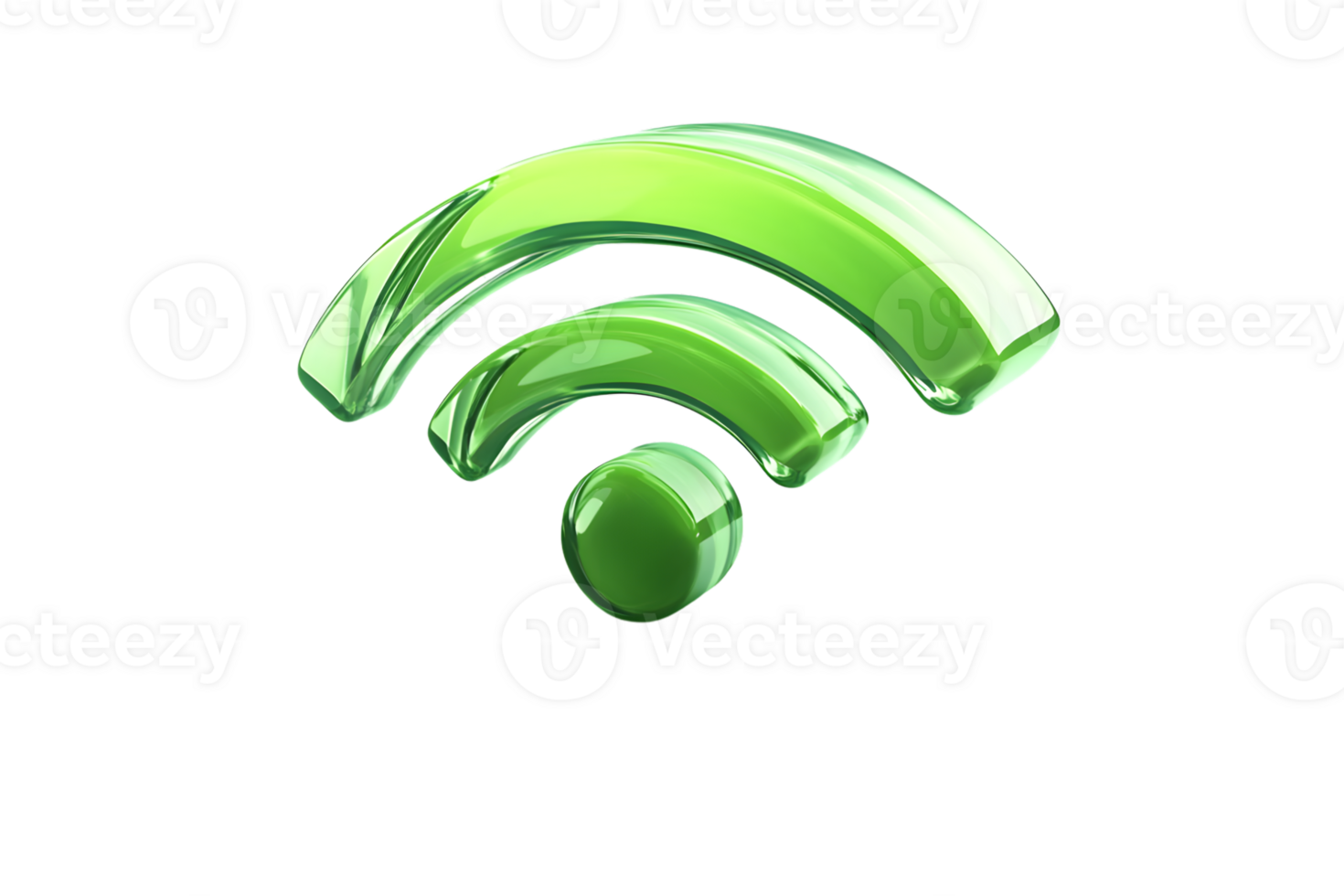 Green WiFi Symbol Icon with Glossy Finish for Technology and Connectivity Concepts png