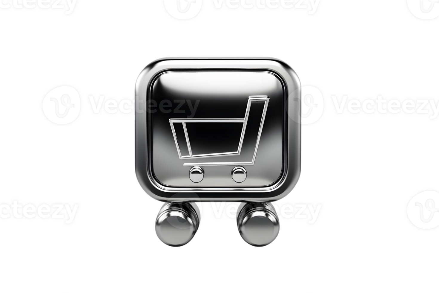 Shiny Shopping Cart Icon with Metallic Finish for Ecommerce and Retail Design png