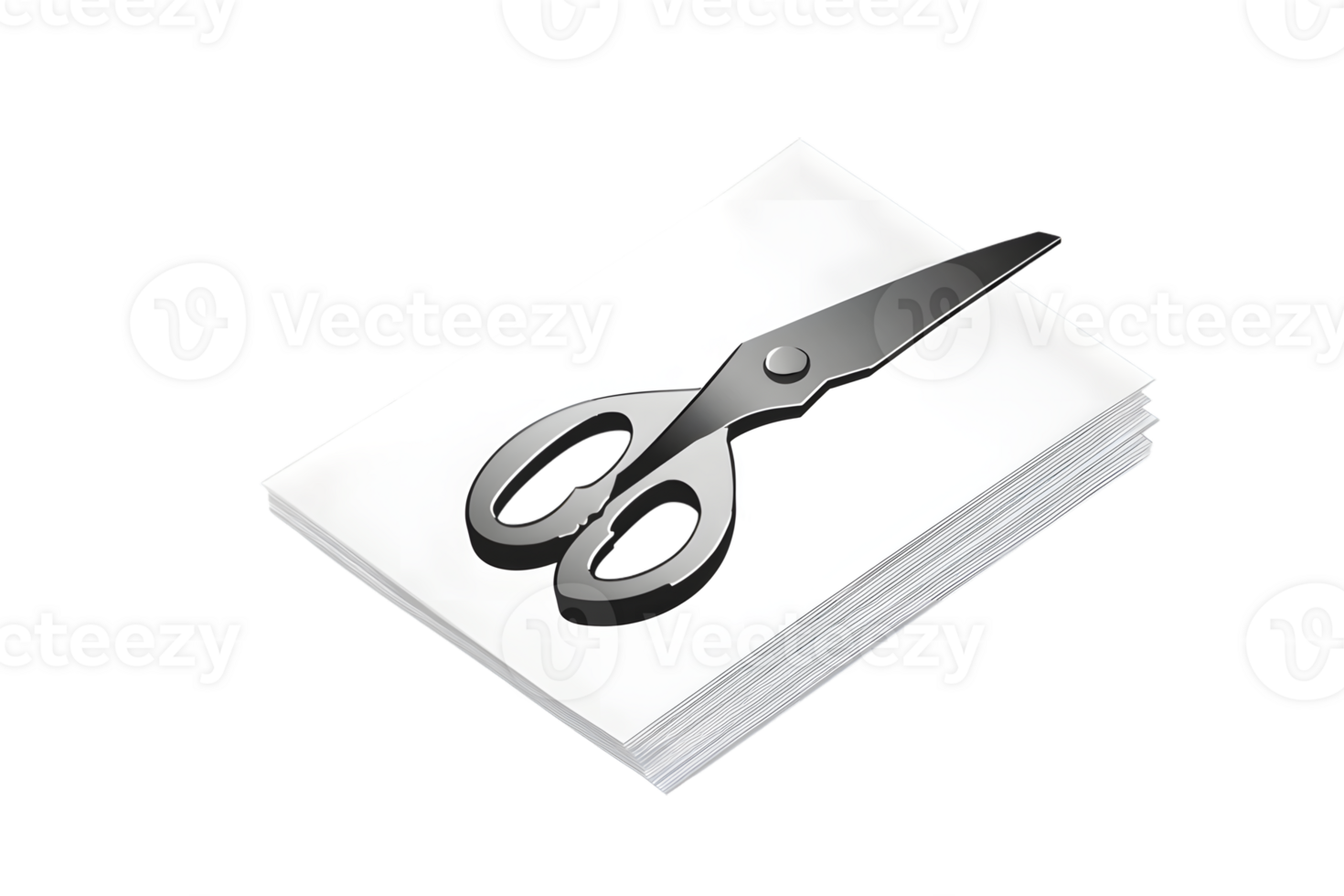 Scissors Cutting Through Stack of Papers Office Supplies and Craft Tools png