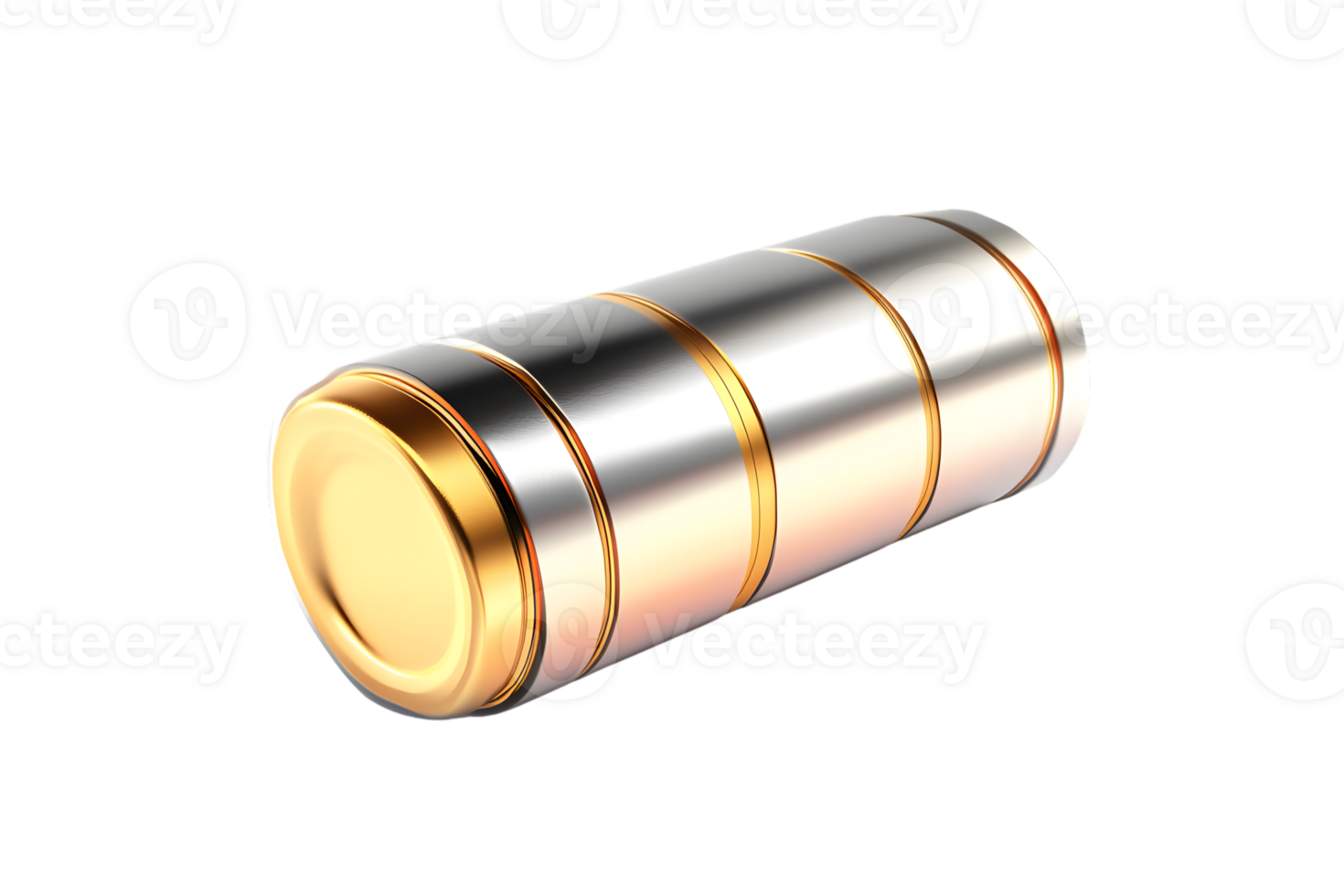 Metallic Cylinder with Gold Accents HighQuality 3D Render for Industrial Technology and Des png