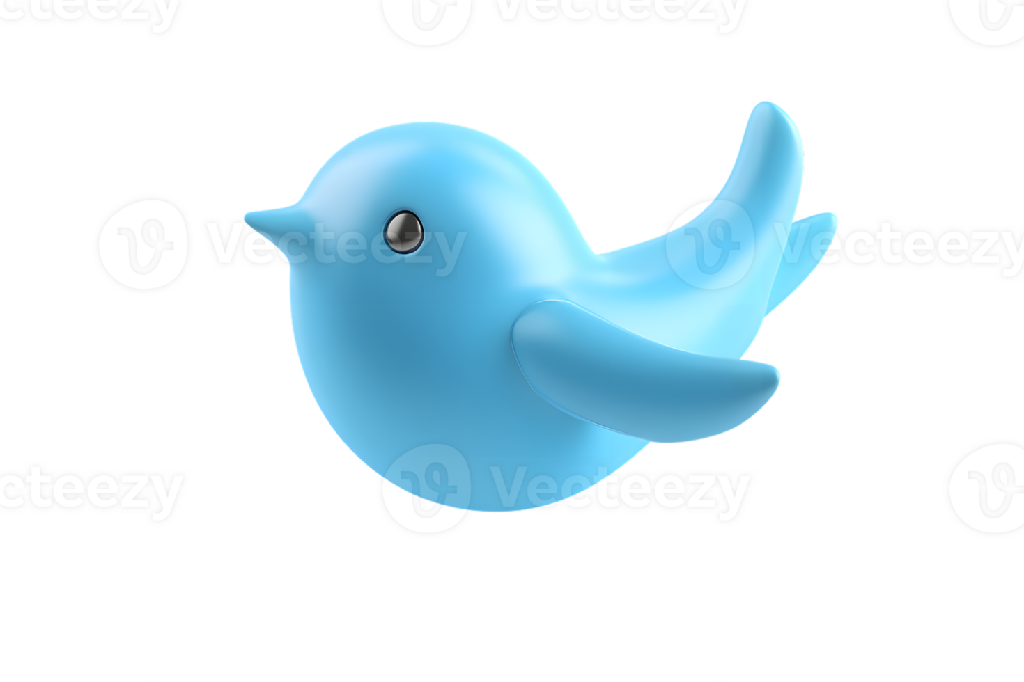 Stylized Blue Bird in Flight Iconic Design for Communication and Social Media Concepts png