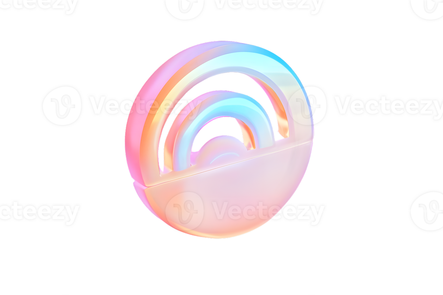 Abstract Spherical Design with Rainbow Layers Modern Futuristic Art for Creative Projects and png