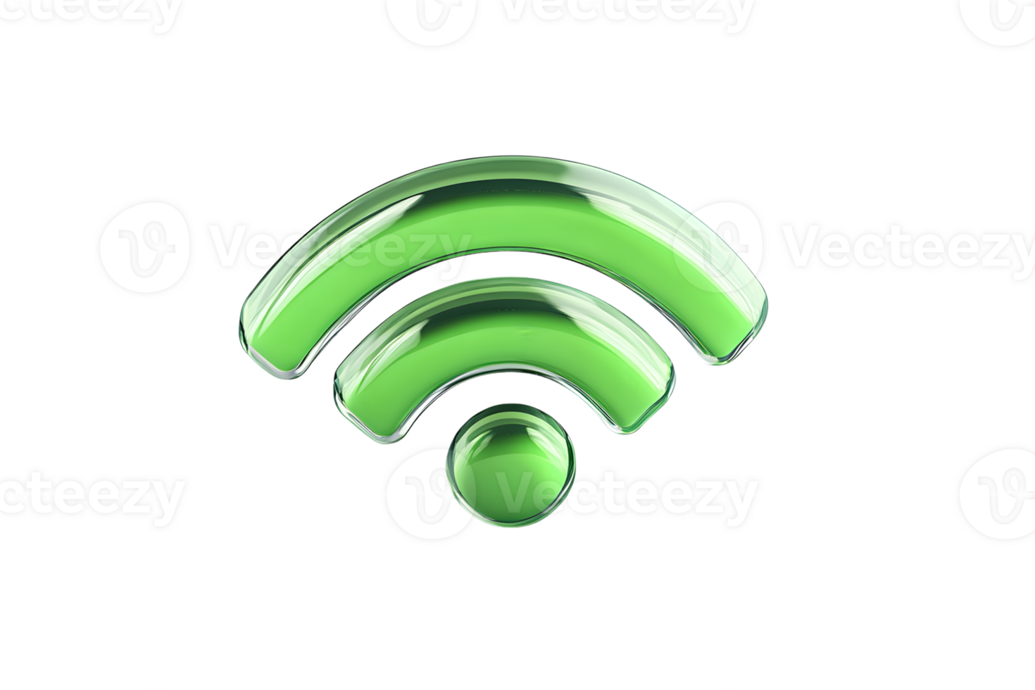 Green WiFi Symbol with Glossy Finish on Black Background for Technology and Connectivity Concep png