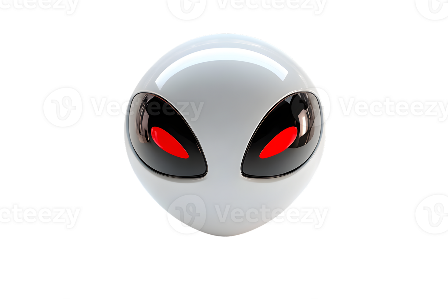 Futuristic Alien Head with Red Eyes HighResolution 3D Rendering for SciFi Fantasy and Tech png