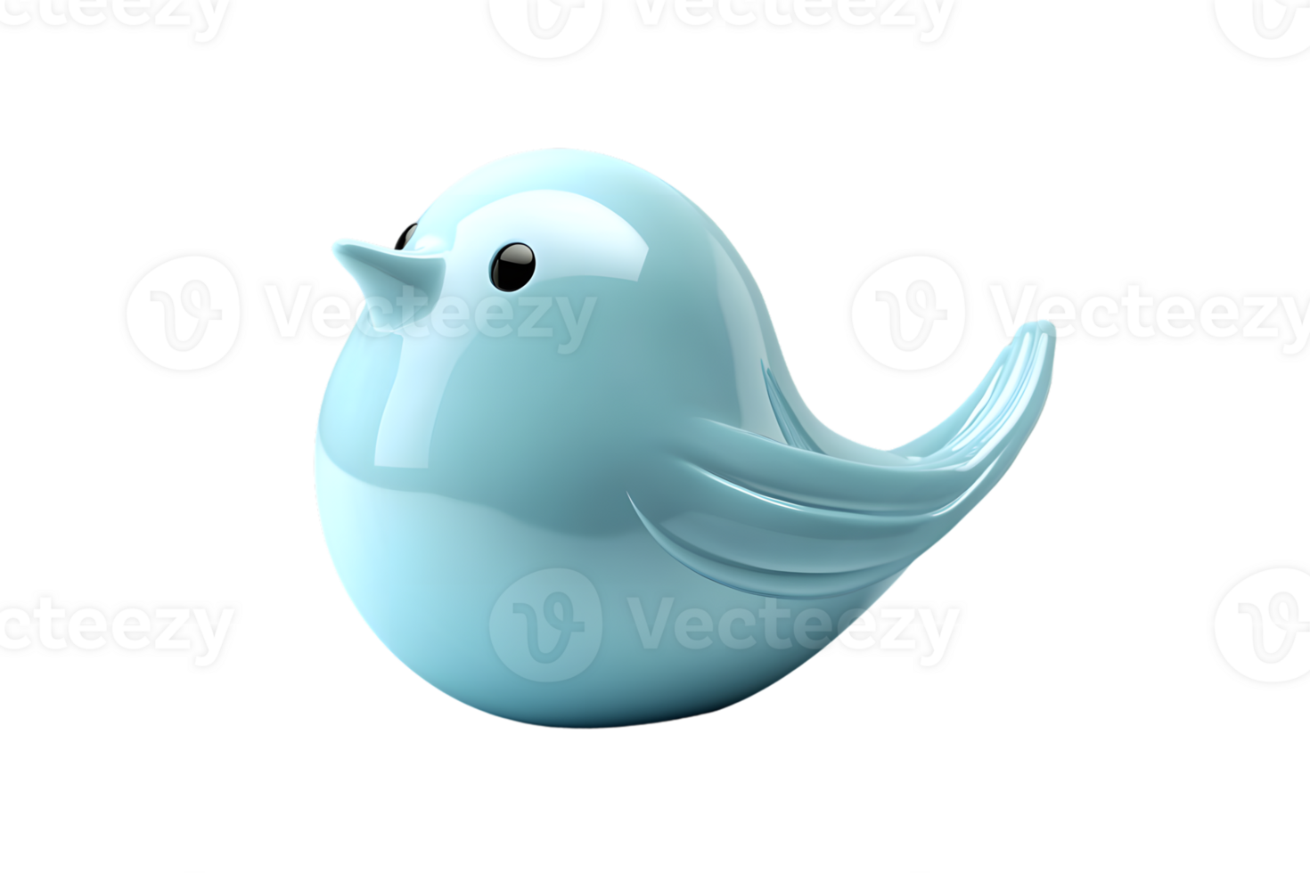 Stylized Blue Bird Sculpture with Smooth Curves and Glossy Finish for Artistic and Decorative P png