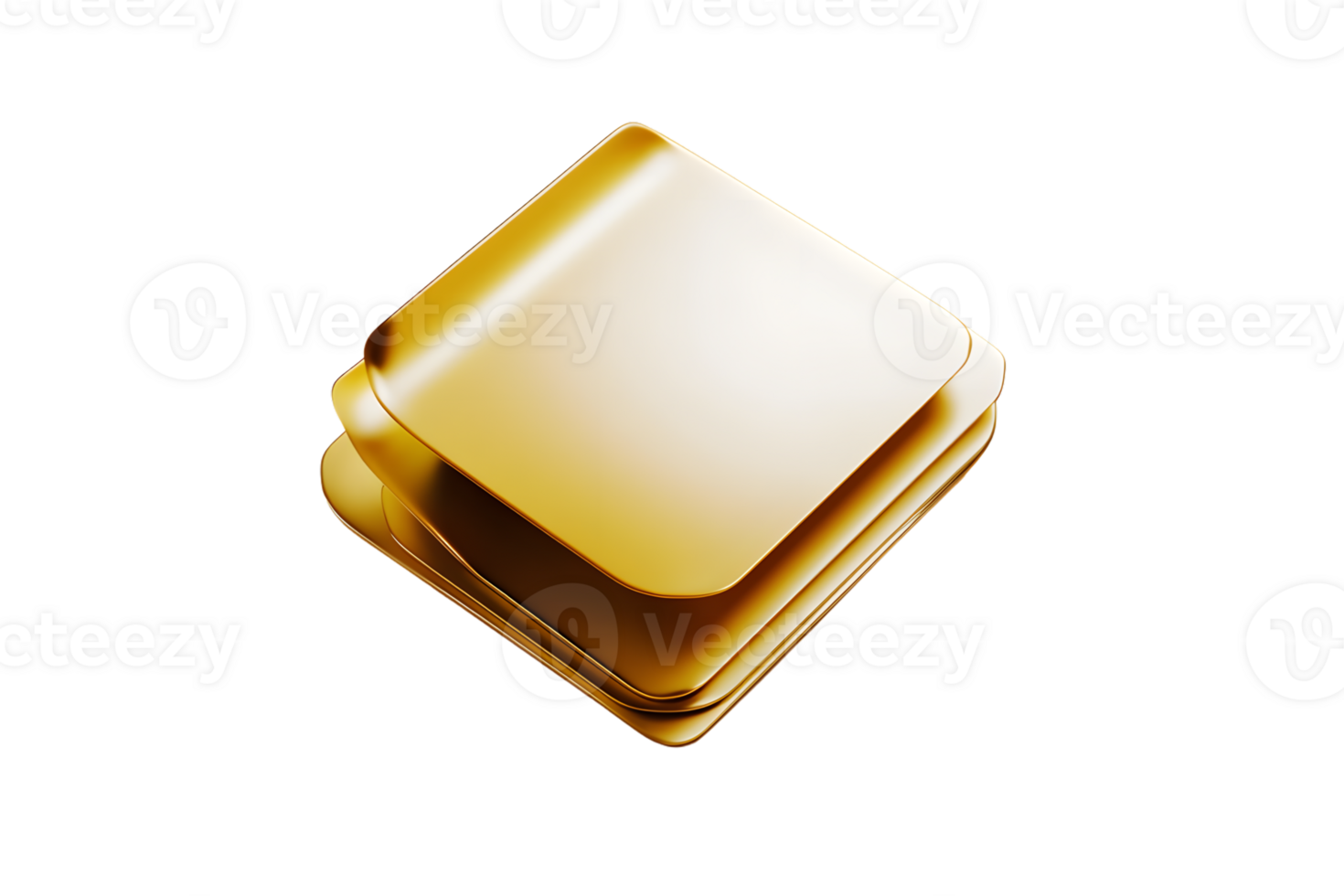 Golden Square Layers Stacked Metallic Shapes for Design and Artistic Projects png