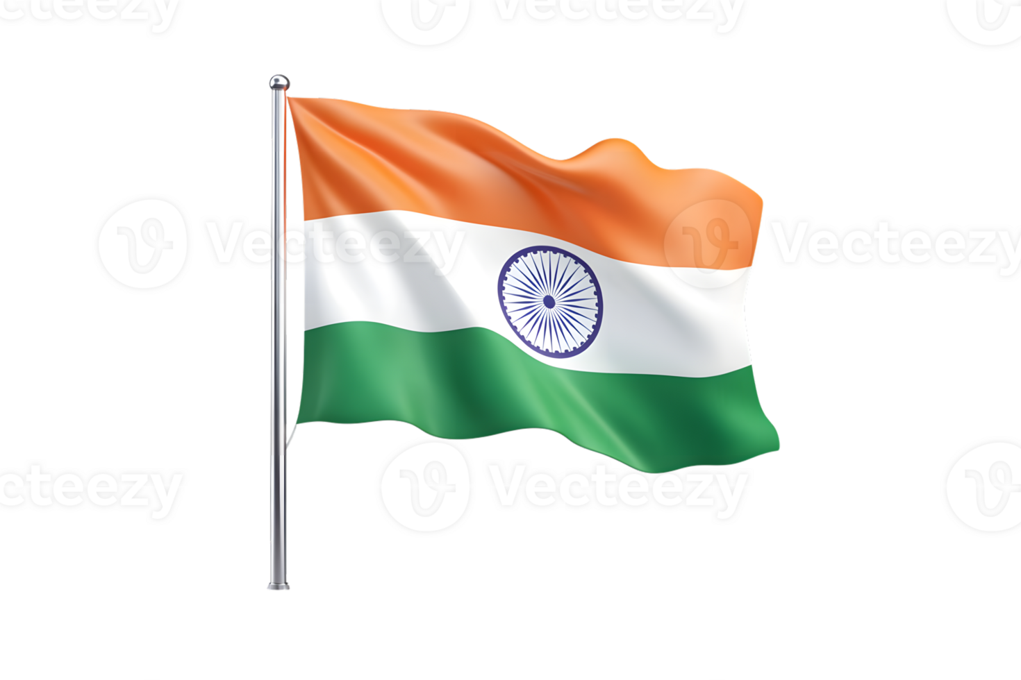 A flag waving proudly on a pole featuring vibrant orange white and green stripes with a cent png