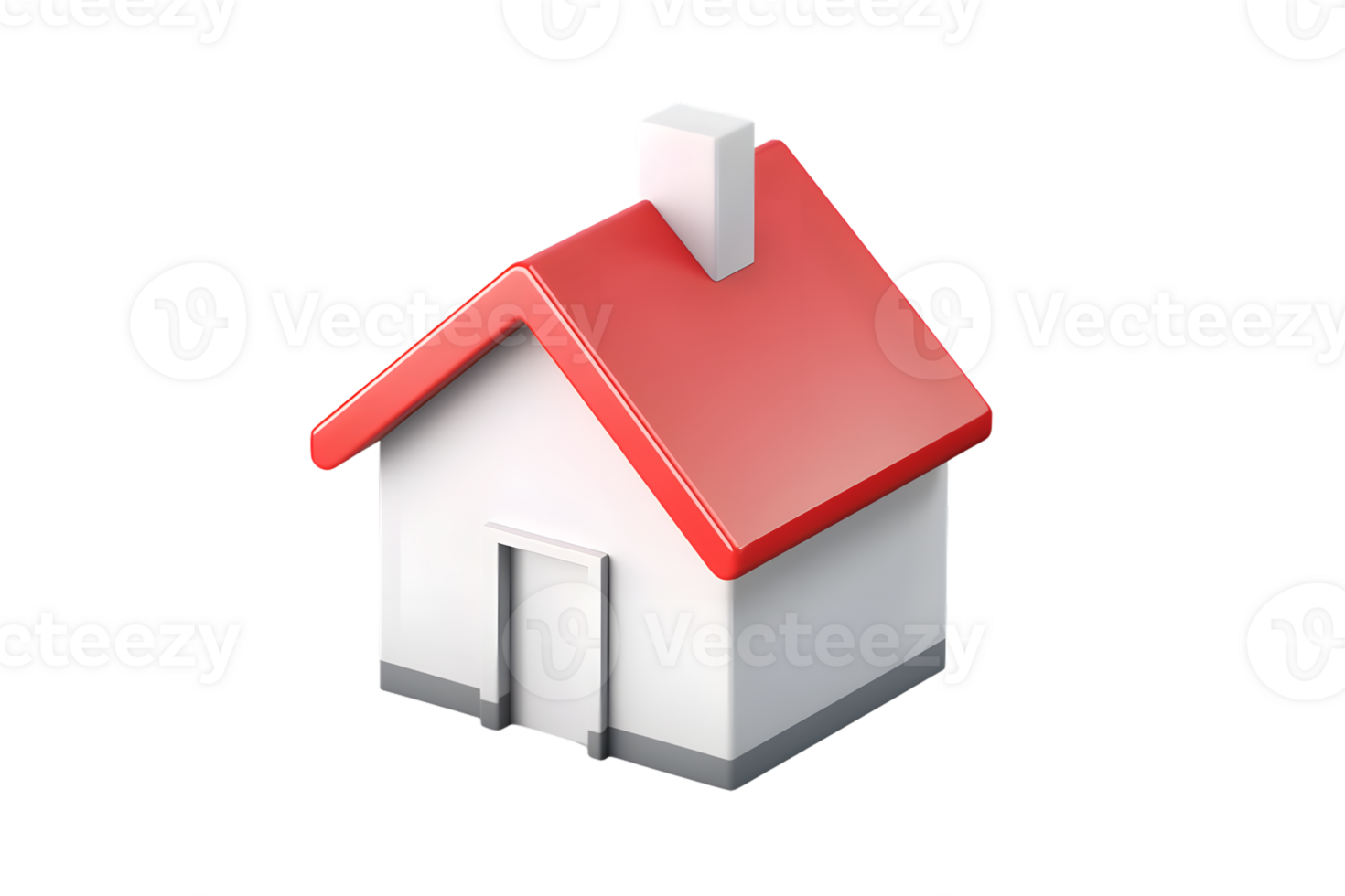 Simple 3D Render of a House Icon with Red Roof and White Walls png