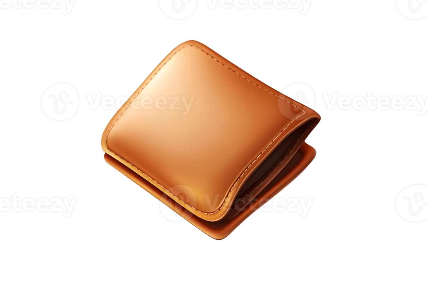 Brown Leather Wallet Closed Stitching Detail Fashion Accessory Product Mockup png
