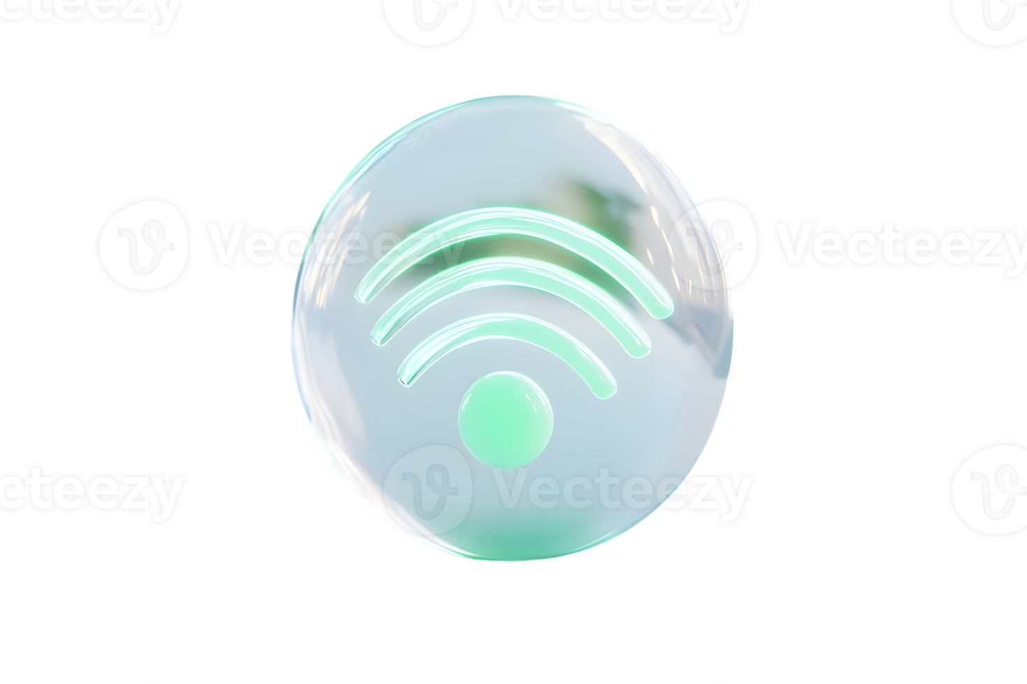 Glowing WiFi Symbol Encased in a Transparent Sphere Modern Technology and Connectivity Icon png