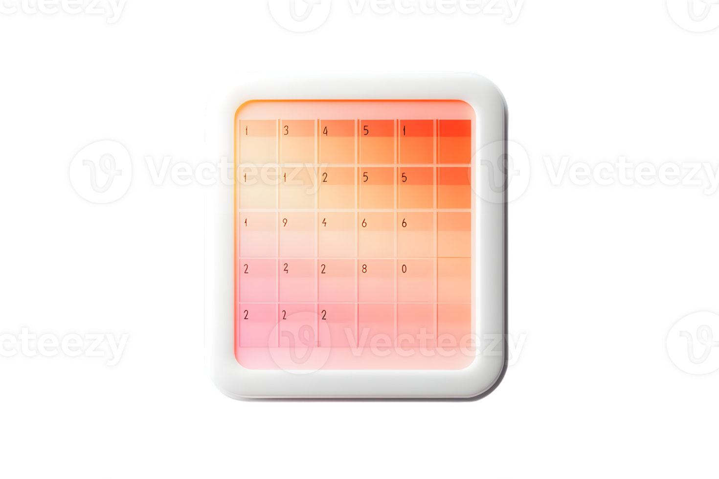Digital Calendar Display with Gradient Colors and Numeric Grid for Modern Interfaces png