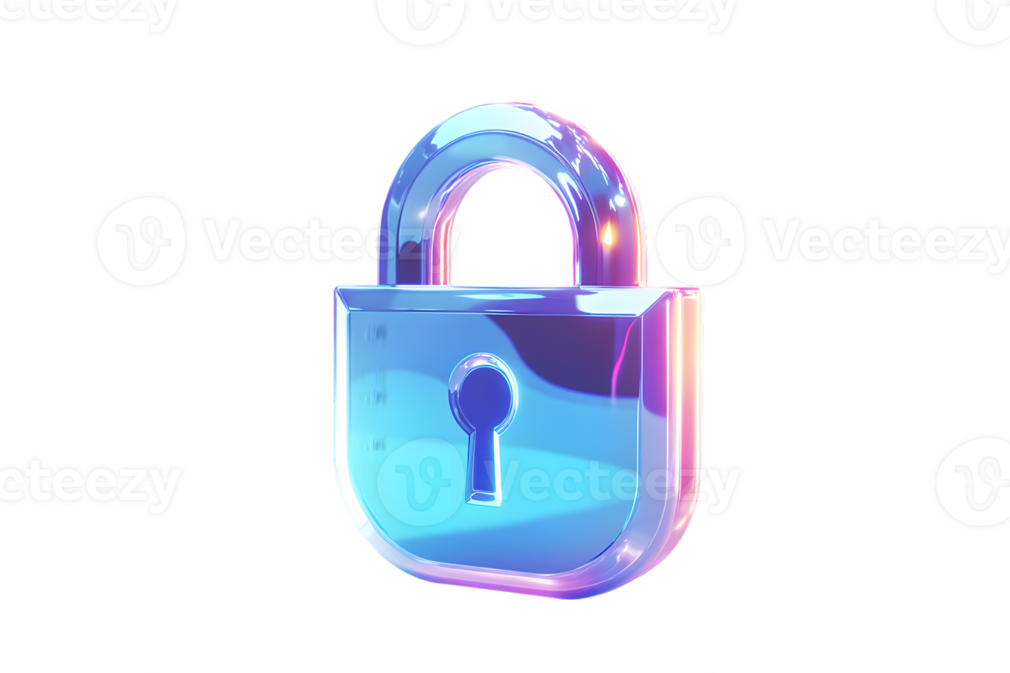 Secure and Shiny Digital Lock Icon with Gradient Colors for Technology Security and Privacy C png