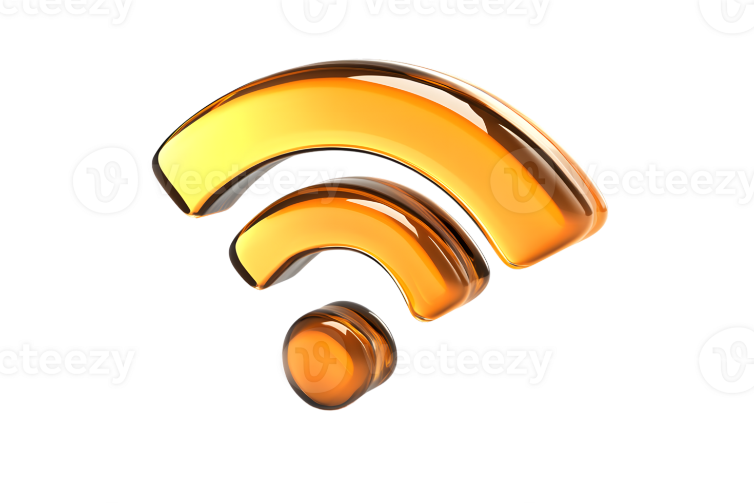 Golden WiFi Symbol with Shiny Reflections for Technology and Connectivity Concepts png