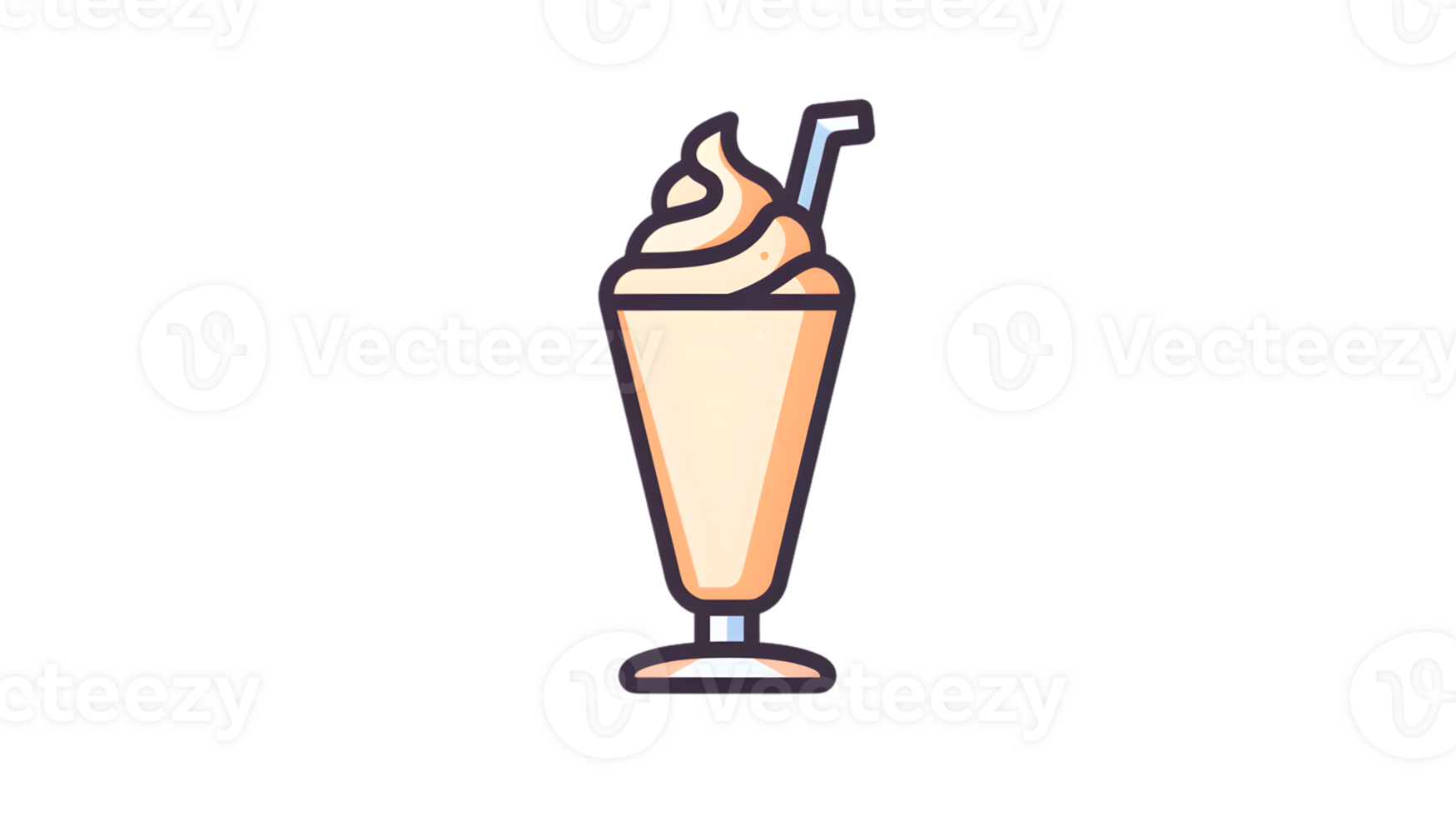 Creamy Milkshake with Whipped Topping and Straw Perfect for Dessert or Beverage Illustrations png