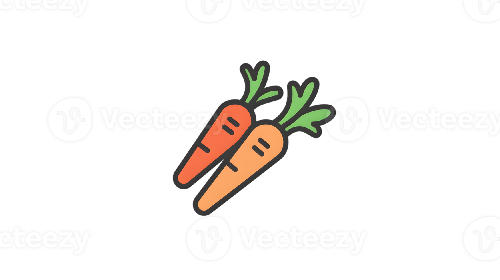 Two Vibrant Carrots with Green Leaves on a Black Background Ideal for Food Health and Nutrit png