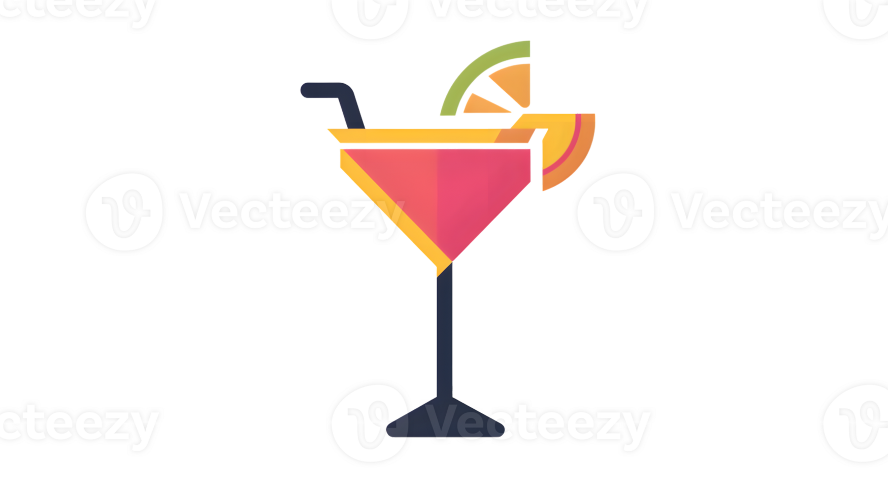 A colorful martini glass with vibrant drink and garnish perfect for cocktail party themes and png
