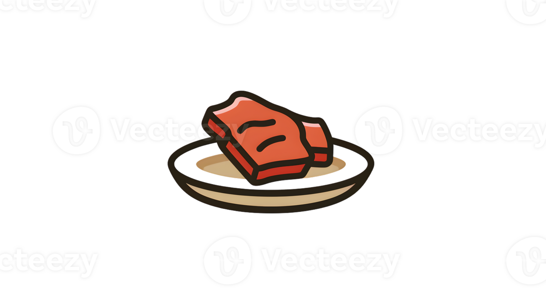 A cartoon steak on a plate perfect for culinary and foodrelated designs png