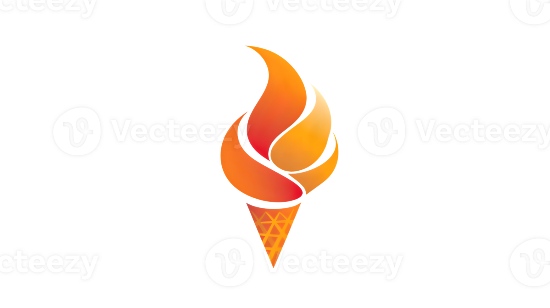 Abstract Ice Cream Cone Design with Vibrant Flames and Dynamic Swirls for Creative Projects png