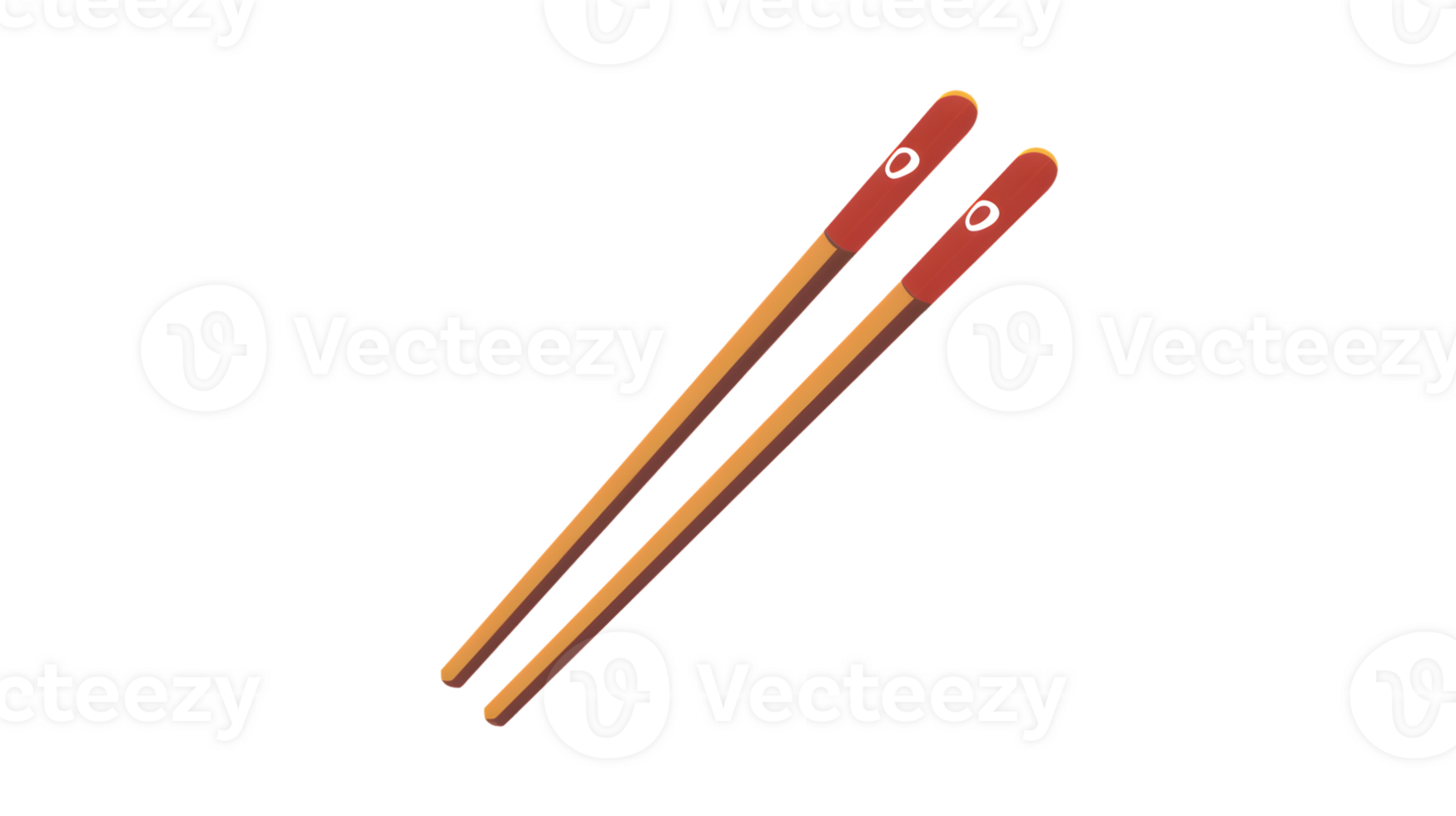 Elegant Wooden Chopsticks with Red Tips Perfect for Asian Cuisine and Cultural Themes png