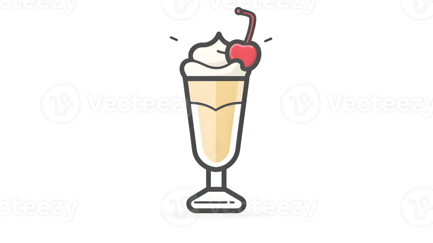 Delicious Vanilla Milkshake with Whipped Cream and Cherry Topping png