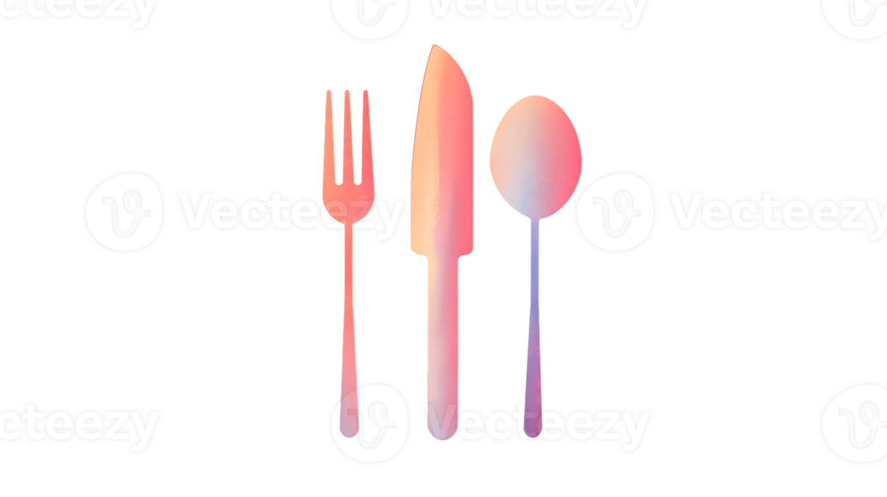 Elegant Gradient Cutlery Set Fork Knife and Spoon with Modern Design for Culinary Themes png