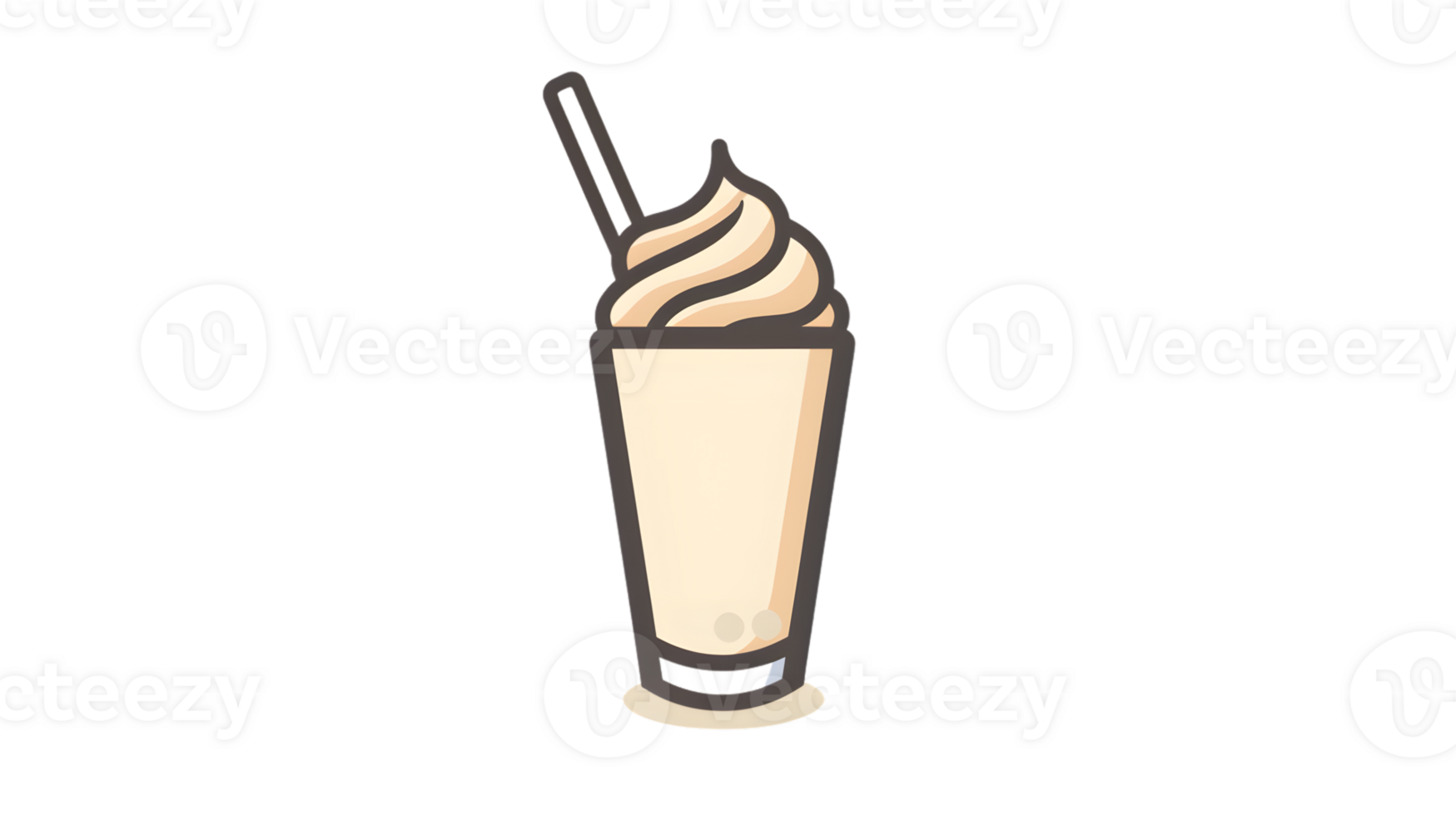 Frothy Beverage with Whipped Cream and Straw Ideal for Coffee Shop Menus and Recipes png
