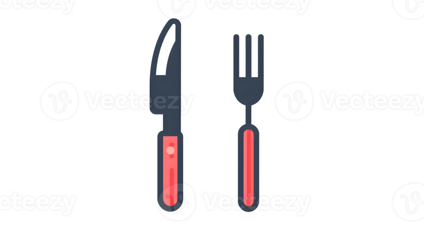 Cutlery Set Modern Knife and Fork with Red Handles for Dining and Culinary Design png
