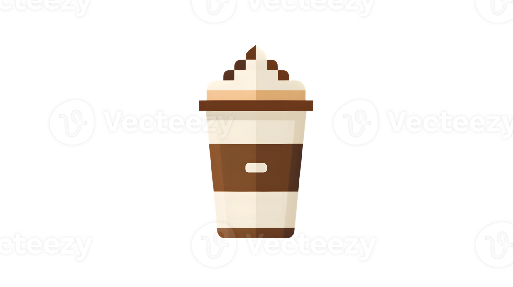 Frothy Beverage in a Disposable Cup with Whipped Cream and Chocolate Drizzle png