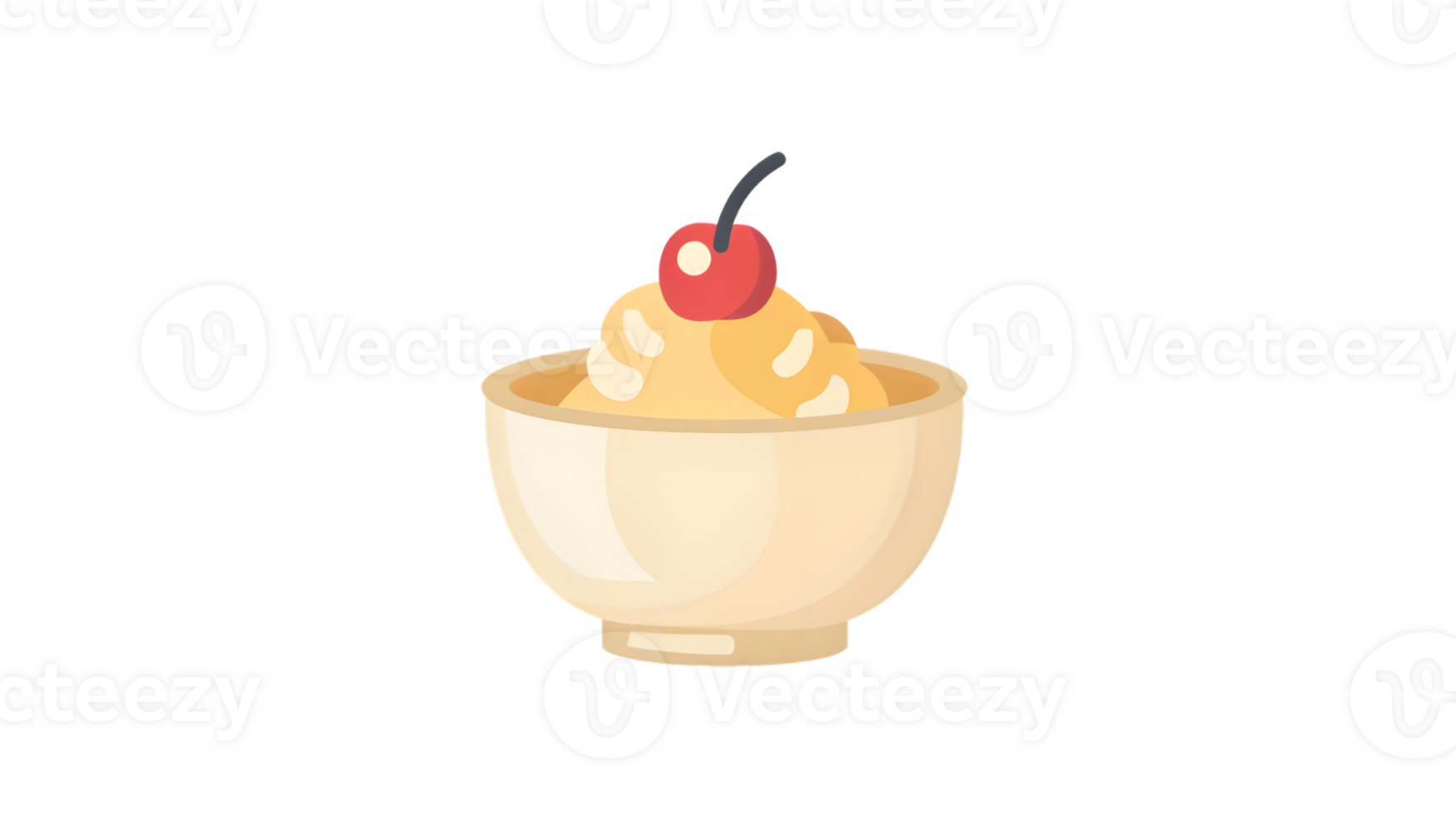 Delicious Ice Cream Sundae in a Bowl with Cherry on Top png