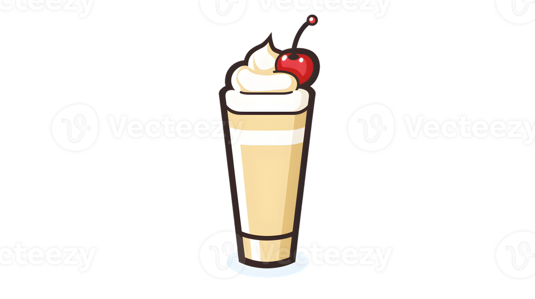 Delicious Milkshake with Whipped Cream and Cherry on Top png