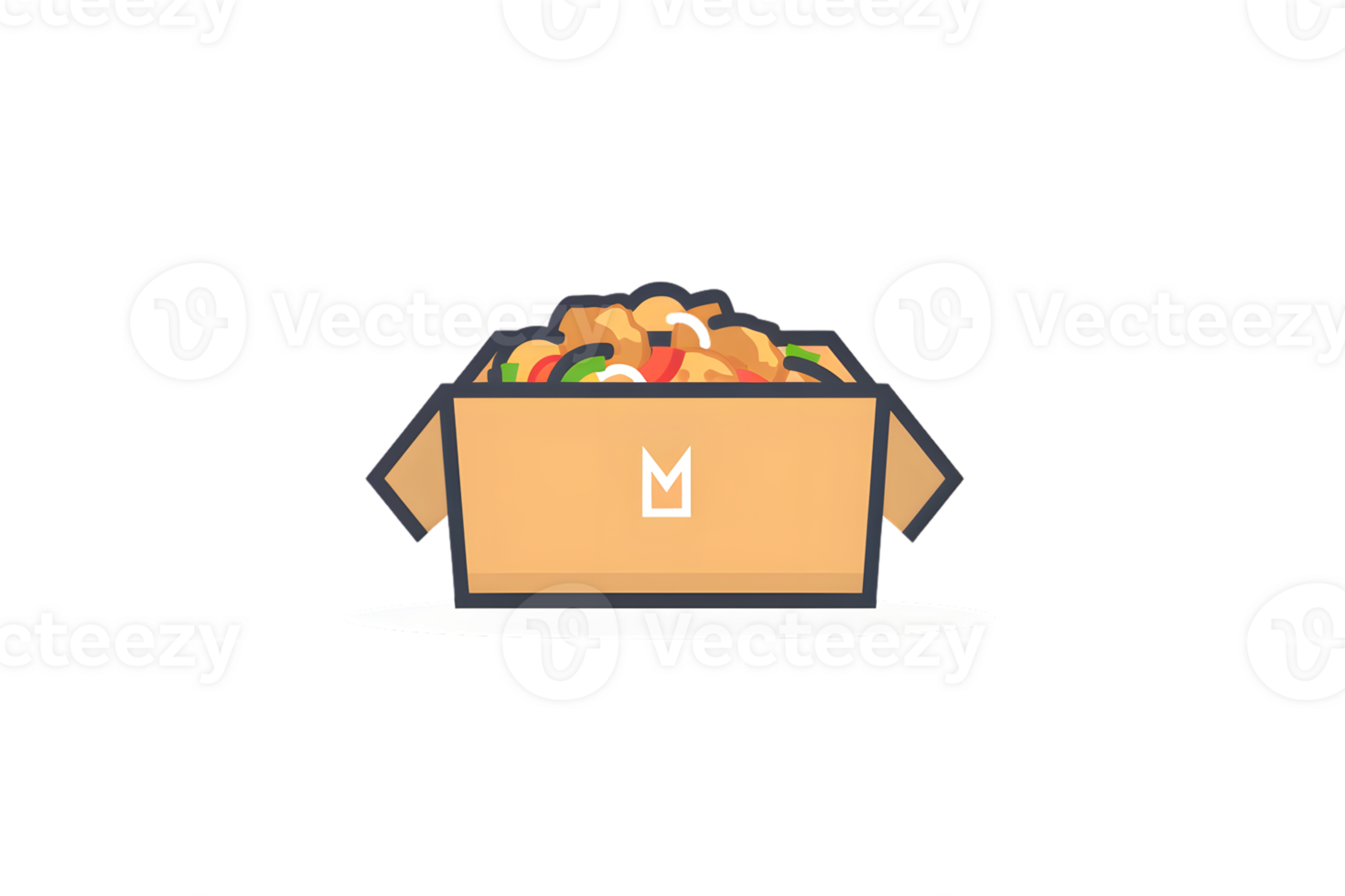 A box filled with assorted food items perfect for themes of delivery takeaway and meal prepa png