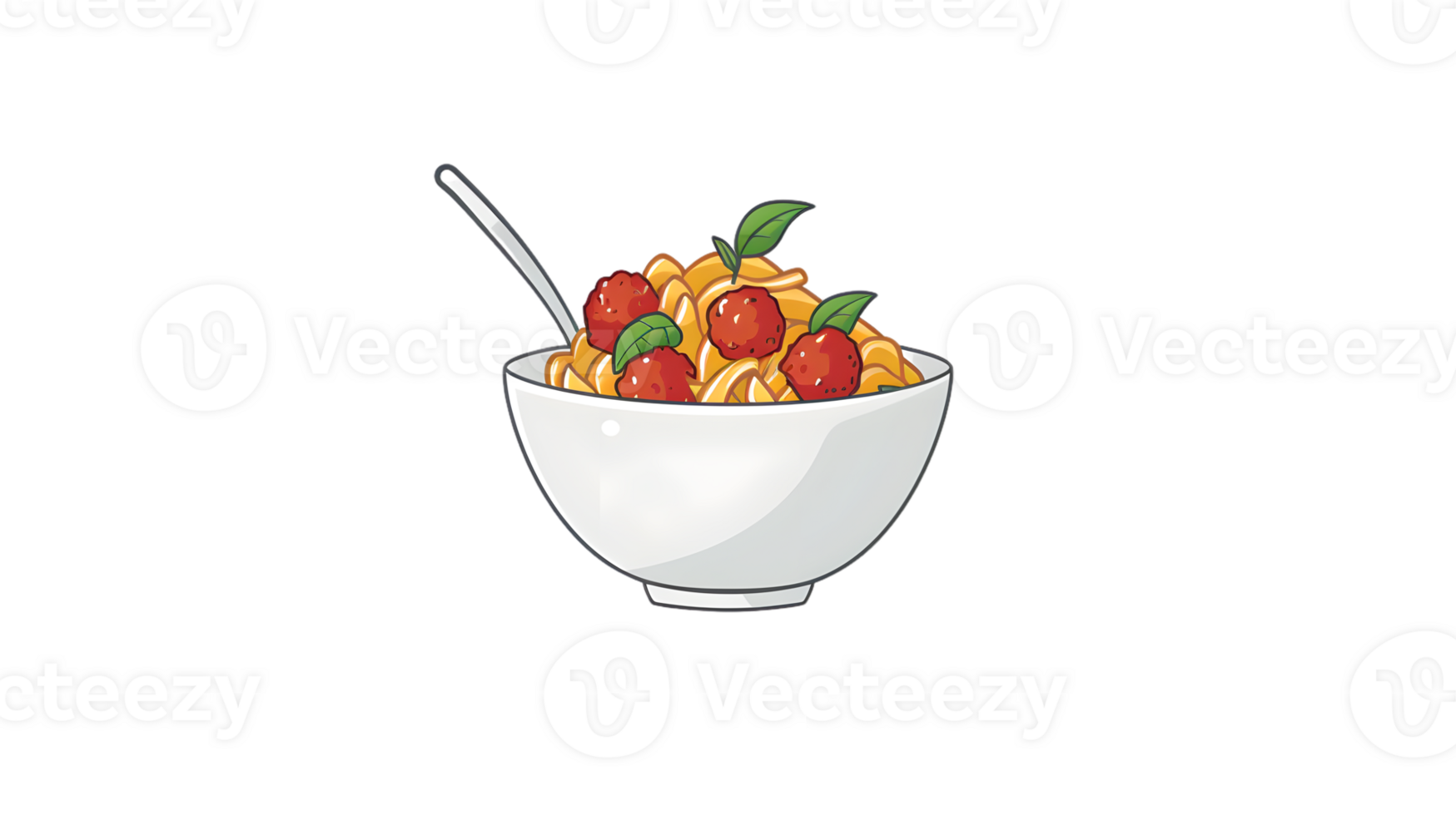 A bowl of spaghetti with meatballs and basil perfect for culinary and foodrelated designs png