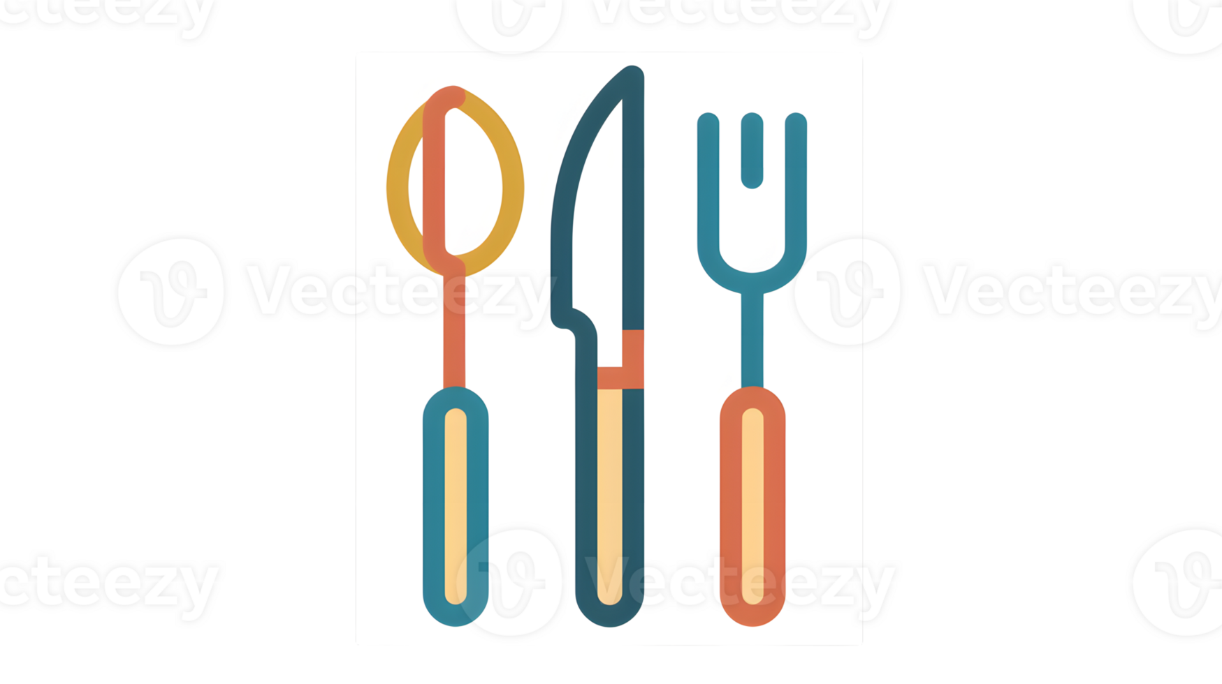 Colorful Cutlery Set Spoon Knife and Fork in Vibrant Design for Culinary Themes png