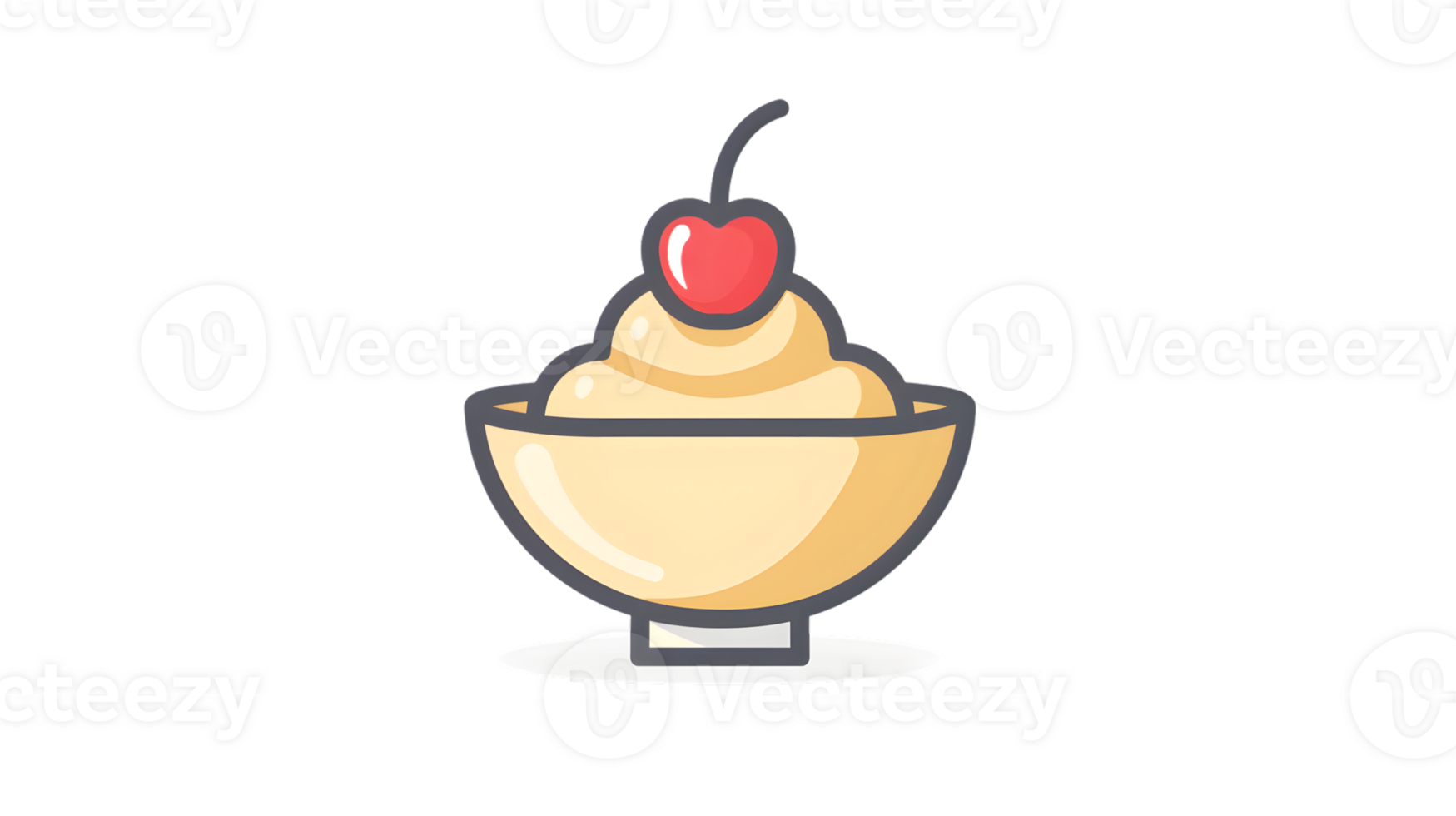 Delicious Dessert with Whipped Cream and Cherry Topping in a Bowl Perfect for Culinary and Foo png
