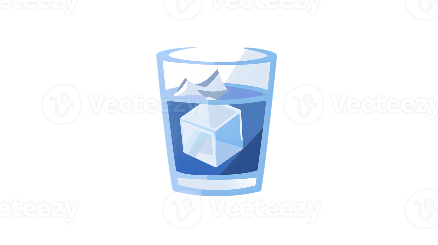 Refreshing Glass of Water with Ice Cubes A Cool Beverage Illustration for Summer Thirst Quench png