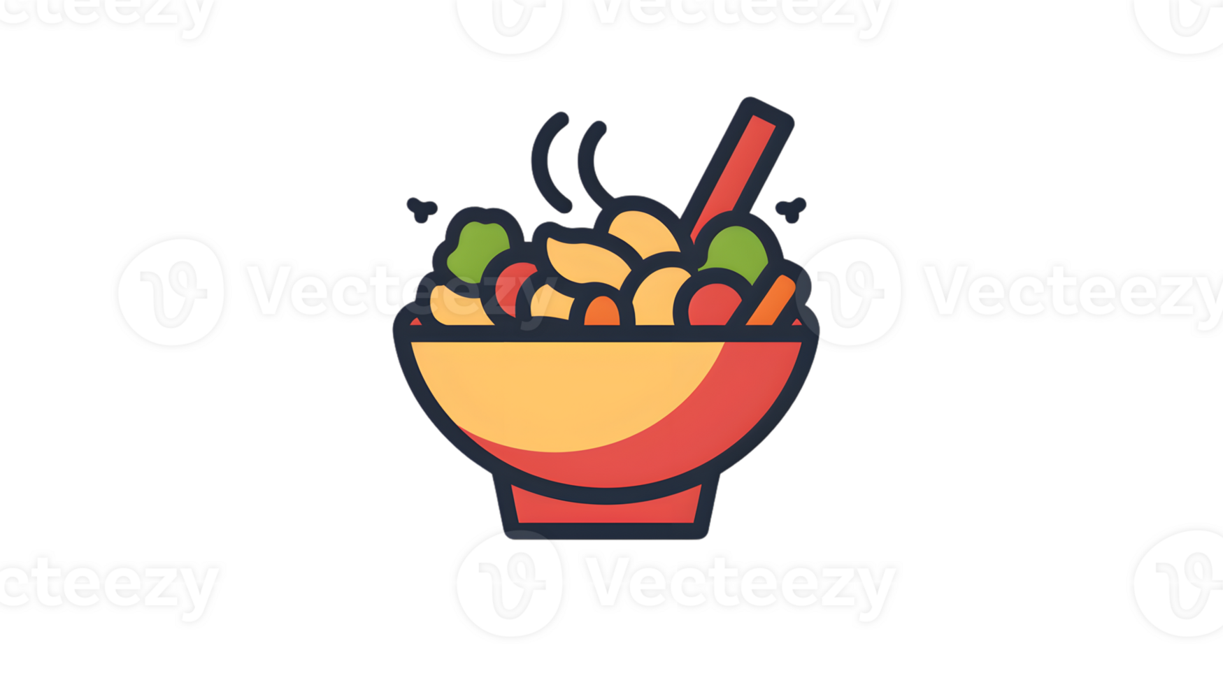 A steaming bowl of colorful noodles with vegetables perfect for food and culinary themes png