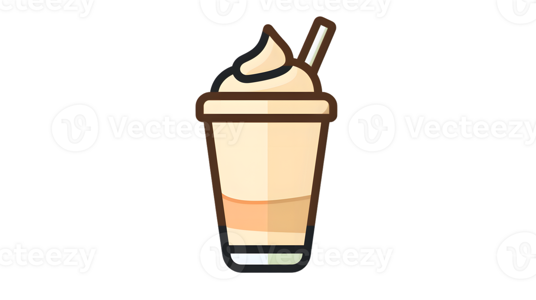 Frothy Beverage in a Disposable Cup with Whipped Cream and Spoon Ideal for Food and Drink Them png